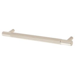 Alexander & Wilks Brunel 12mm Knurled T-Bar Cabinet Pull Handle - 160mm Centres - Polished Nickel