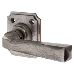 Olde Forge Polished Iron Door Handles on Square Rose - Avon Range