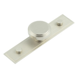 Hoxton by Frelan Cropley Stepped Round Cabinet Knob on Stepped Backplate - 40mm Diameter - Satin Nickel