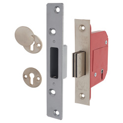 ERA Fortress BS3621:2007 5 Lever Deadlock - 79mm Case - 56mm Backset - Satin Chrome