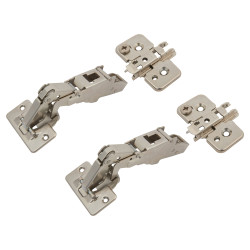 Blum CLIP Top Cabinet Hinge Pack & 0mm Mounting Plate - 170° - Sprung - Overlay - Zinc Plated - Pair