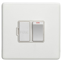 Eurolite Concealed 13A 1 Gang Double Pole Screwless Flat Plate Switched Fused Spur - Matt White