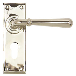 From The Anvil Polished Nickel Euro Lock Door Handles - Newbury Range - 152 x 50mm