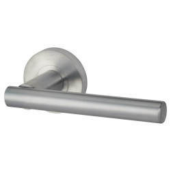 Jigtech Satin Chrome Door Handles on Round Rose - Eden Range