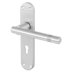 Touchpoint Satin Chrome Keyhole Lock Door Handles - Bologna Range - 182 x 32mm