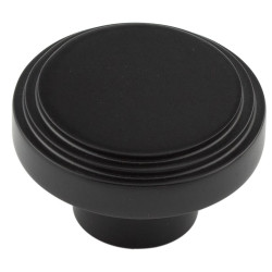 Hoxton by Frelan Cropley Stepped Round Cabinet Knob - 40mm Diameter - Black