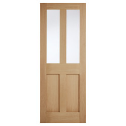LPD London 2 Light Clear Glazed Unfinished Solid Internal Door - 1981 x 686 x 35mm - Oak