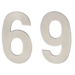 Altro 100mm Concealed Screw Fix Door Numeral - 6 / 9 - Satin Stainless Steel