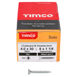 TIMCO Solo Chippy Pozi Countersunk Wood Screws - 4.0 x 30mm - Zinc Plated - Pack of 200