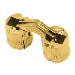 Concealed Rounded Cabinet Hinge - 40 x 17 x 16mm - Polished Brass - Pair
