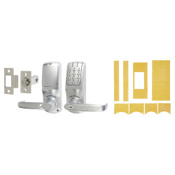Codelocks CL5010 Digital Code Lock and Latch with Intumescent - Key Override - Brushed Steel