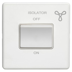 Eurolite Concealed 10A 1 Gang Screwless Flat Plate Triple Pole Fan Isolator Switch - Matt White