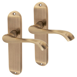 Touchpoint Antique Brass Scroll Latch Door Handles - Ancona Range - 180 x 39mm