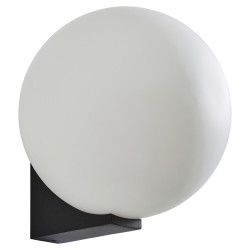 Forum Spa Thiva Bathroom Wall Light - IP44 - Textured Black & Opal Glass Shade