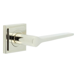 Burlington by Frelan Polished Nickel Fire Rated Door Handles on Square Stepped Rose - Knightsbridge Range