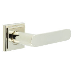 Burlington by Frelan Polished Nickel Fire Rated Door Handles on Square Stepped Rose - Kensington Range