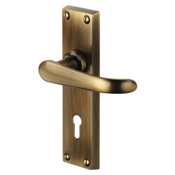 Heritage Brass by M Marcus Antique Brass Keyhole Lock Door Handles - Windsor Range - 154 x 40mm