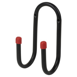 Tubular Garage and Shed Double Storage Hook - 50mm Depth - Black & Red