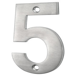 Altro 100mm Screw Fix Door Numeral - 5 - Satin Stainless Steel