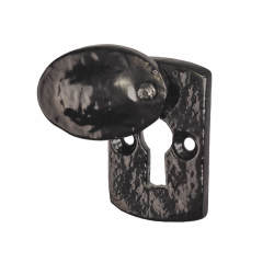 Elan Plaque Covered Escutcheon - 45 x 29mm - Keyhole - Metalized Antique Black Iron