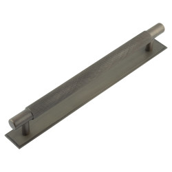 Hoxton by Frelan Taplow 18mm Knurled T-Bar Cabinet Pull Handle on Stepped Backplate - 224mm c/c - Dark Bronze
