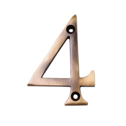 Heritage Brass by M Marcus 76mm Screw Fix Door Numeral - 4 - Antique Brass