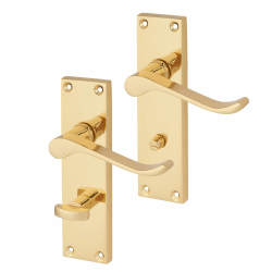 Touchpoint Polished Brass Budget Scroll Bathroom Door Handles - Mia Range - 153 x 42mm