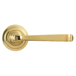 From The Anvil Polished Brass Door Handles on Round Art Deco Rose - Avon Range