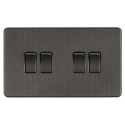 Knightsbridge 10AX 4 Gang Screwless Flat Plate Light Switch - Smoked Bronze