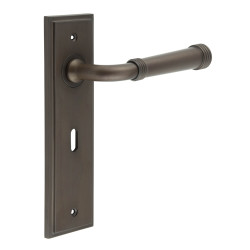 Burlington by Frelan Dark Bronze Fire Rated Keyhole Lock Door Handles - Highgate - 200 x 55mm
