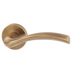 Jigtech Antique Brass Door Handles on Round Rose - Solar Range