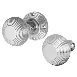 Heritage Brass by M Marcus Polished Chrome Reeded Rim Door Knob - 60mm Rose Diameter