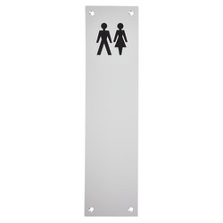Touchpoint Finger Plate - Unisex Toilet Door Sign - 300 x 75mm - Satin Aluminium