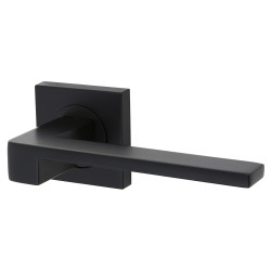 Serozzetta by Carlisle Brass Matt Black Door Handles on Square Rose - Equi Range