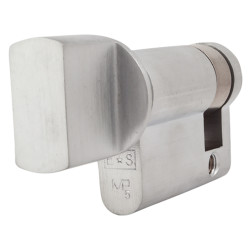 Eurospec 5 Pin 45mm Euro Single Thumbturn Cylinder - 35mm Turn + 10mm - Sat Chrome - Keyed Differ