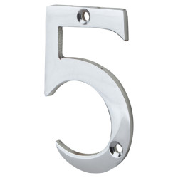 76mm Screw Fix Door Numeral - 5 - Polished Chrome