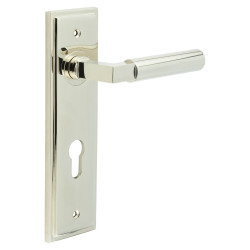 Burlington by Frelan Polished Nickel Fire Rated DIN Euro Lock Door Handles - Westminster - 200 x 55mm