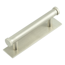 Hoxton by Frelan Thaxted 15mm Lines T-Bar Cabinet Pull Handle on Plain Backplate - 96mm c/c - Satin Nickel