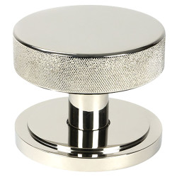 From The Anvil Brompton Round Knurled Centre Door Knob on Art Deco Rose - 90mm Rose - Pol Nickel