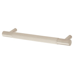Alexander & Wilks Brunel 12mm Knurled T-Bar Cabinet Pull Handle - 128mm Centres - Satin Nickel