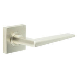 Burlington by Frelan Satin Nickel Fire Rated Door Handles on Square Plain Rose - Mayfair Range