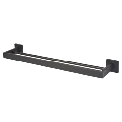 Altro Modern Double Round Towel Rail - 600 x 120 x 55mm - Matt Black
