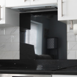 Altro Aluminium Kitchen Splashback - 600 x 750mm - Gloss Jet Black