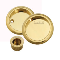 Klug Round 3 Piece Flush Handle Set - PVD Brass
