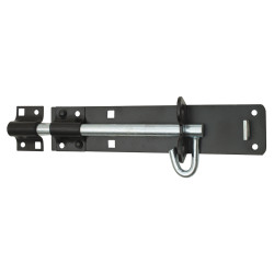 Brenton Pattern Gate Padlock Bolt - 150mm Length - Black Japanned