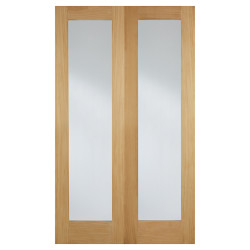 LPD Pattern 20 Clear Glazed Unfinished Internal French Doors - 1981 x 1372 x 40mm - Oak