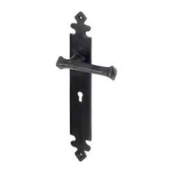 Olde Forge Antique Black Gothic Keyhole Lock Door Handles - Long Plate - 285 x 45mm
