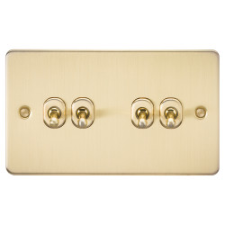 Knightsbridge 10AX 4 Gang 2 Way Flat Plate Toggle Light Switch - Brushed Brass