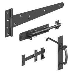 GateMate Medium Duty Side Gate Kit with Suffolk Latch - 450mm - Epoxy Black