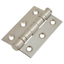 Twin Ball Bearing Butt Door Hinge - 75 x 50 x 2mm - Polished Stainless Steel - Pair